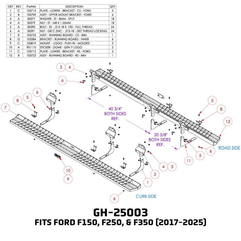 Ford F-150 Running Boards - GEN-Y Hitch - Criss-cross pattern - Black - `15-`24